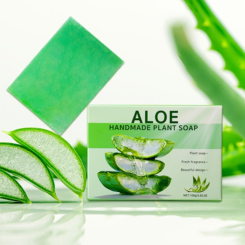 6pcs Handmade Aloe Vera Soap Bars - Deep Cleansing, Moisturizing & Hydrating for Face and Body, Gentle on All Light Beige Types, Unisex Light Beige Care with Plant Extracts, Alcohol-Free, Natural Formula for Soft, Healthy Lig